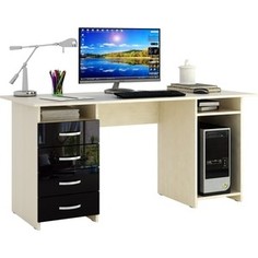 Стол письменный Мастер Милан-6 глянец (дуб молочный-чёрный) МСТ-СДМ-06-МЧ-ГЛ