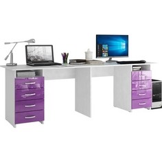 Стол письменный Мастер Тандем-3 глянец (белый-фиолетовый) МСТ-СДТ-03-БФ-ГЛ