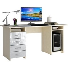 Стол письменный Мастер Милан-6 глянец (дуб молочный-белый) МСТ-СДМ-06-МБ-ГЛ