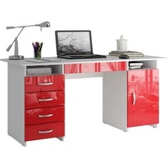 Стол письменный Мастер Милан-7Я глянец (белый-красный) МСТ-СДМ-7Я-БР-ГЛ