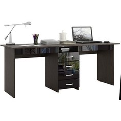 Стол письменный Мастер Тандем-2Я глянец (венге-чёрный) МСТ-СДТ-2Я-ВЧ-ГЛ