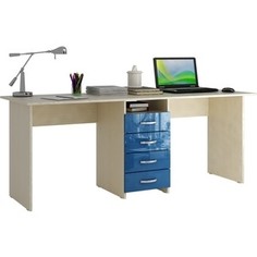 Стол письменный Мастер Тандем-2 глянец (дуб молочный-синий) МСТ-СДТ-02-МИ-ГЛ