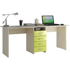 Стол письменный Мастер Тандем-2 глянец (дуб молочный-лайм) МСТ-СДТ-02-МЛ-ГЛ