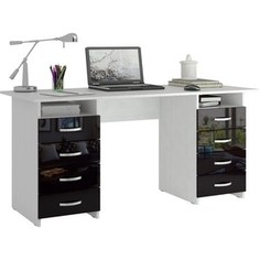 Стол письменный Мастер Милан-10 глянец (белый-чёрный) МСТ-СДМ-10-БЧ-ГЛ