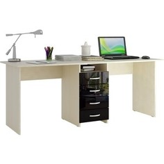 Стол письменный Мастер Тандем-2 глянец (дуб молочный-чёрный) МСТ-СДТ-02-МЧ-ГЛ