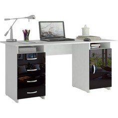 Стол письменный Мастер Милан-7 глянец (белый-чёрный) МСТ-СДМ-07-БЧ-ГЛ