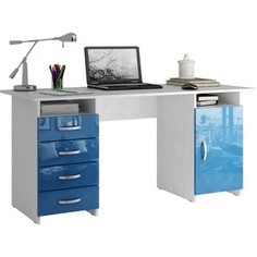 Стол письменный Мастер Милан-7 глянец (белый-синий) МСТ-СДМ-07-БИ-ГЛ