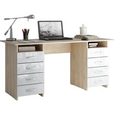 Стол письменный Мастер Милан-10 глянец (дуб сонома-белый) МСТ-СДМ-10-СБ-ГЛ