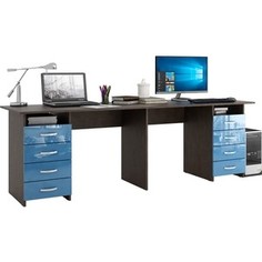 Стол письменный Мастер Тандем-3 глянец (венге-синий) МСТ-СДТ-03-ВИ-ГЛ