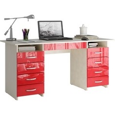 Стол письменный Мастер Милан-10Я глянец (дуб молочный-красный) МСТ-СДМ-1Я-МР-ГЛ