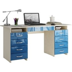 Стол письменный Мастер Милан-10Я глянец (дуб молочный-синий) МСТ-СДМ-1Я-МИ-ГЛ