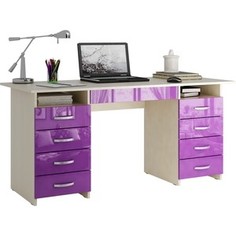 Стол письменный Мастер Милан-10Я глянец (дуб молочный-фиолетовый) МСТ-СДМ-1Я-МФ-ГЛ