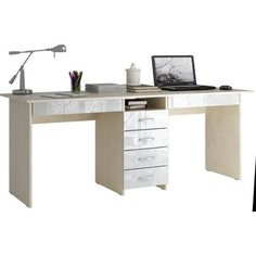 Стол письменный Мастер Тандем-2Я глянец (дуб молочный-белый) МСТ-СДТ-2Я-МБ-ГЛ