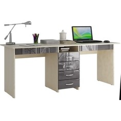 Стол письменный Мастер Тандем-2Я глянец (дуб молочный-серый) МСТ-СДТ-2Я-МС-ГЛ