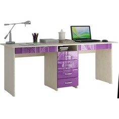 Стол письменный Мастер Тандем-2Я глянец (дуб молочный-фиолетовый) МСТ-СДТ-2Я-МФ-ГЛ