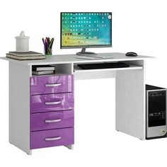 Стол письменный Мастер Милан-3 глянец (белый-фиолетовый) МСТ-СДМ-03-БФ-ГЛ