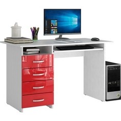 Стол письменный Мастер Милан-3 глянец (белый-красный) МСТ-СДМ-03-БР-ГЛ