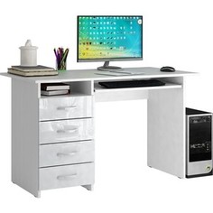 Стол письменный Мастер Милан-3 глянец (белый-белый) МСТ-СДМ-03-ББ-ГЛ