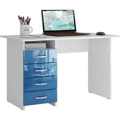 Стол письменный Мастер Милан левый/правый глянец (белый-синий) МСТ-СДМ-00-БИ-ГЛ