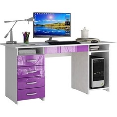 Стол письменный Мастер Милан-6Я глянец (белый-фиолетовый) МСТ-СДМ-6Я-БФ-ГЛ