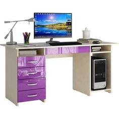 Стол письменный Мастер Милан-6Я глянец (дуб молочный-фиолетовый) МСТ-СДМ-6Я-МФ-ГЛ