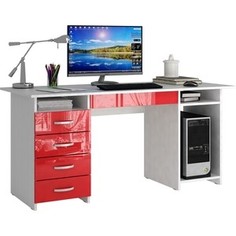 Стол письменный Мастер Милан-6Я глянец (белый-красный) МСТ-СДМ-6Я-БР-ГЛ