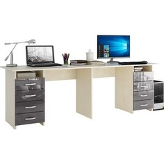 Стол письменный Мастер Тандем-3 глянец (дуб молочный-серый) МСТ-СДТ-03-МС-ГЛ