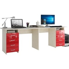 Стол письменный Мастер Тандем-3 глянец (дуб молочный-красный) МСТ-СДТ-03-МР-ГЛ