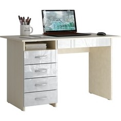 Стол письменный Мастер Милан-1 глянец (дуб молочный-белый) МСТ-СДМ-01-МБ-ГЛ