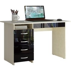 Стол письменный Мастер Милан-1 глянец (дуб молочный-чёрный) МСТ-СДМ-01-МЧ-ГЛ