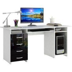 Стол письменный Мастер Милан-6П глянец (белый-чёрный) МСТ-СДМ-6П-БЧ-ГЛ