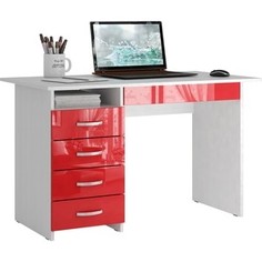 Стол письменный Мастер Милан-1 глянец (белый-красный) МСТ-СДМ-01-БР-ГЛ