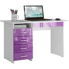 Стол письменный Мастер Милан-1 глянец (белый-фиолетовый) МСТ-СДМ-01-БФ-ГЛ