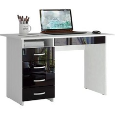 Стол письменный Мастер Милан-1 глянец (белый-чёрный) МСТ-СДМ-01-БЧ-ГЛ