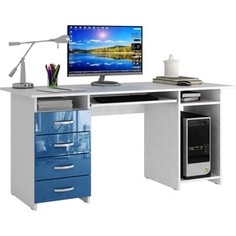 Стол письменный Мастер Милан-6П глянец (белый-синий) МСТ-СДМ-6П-БИ-ГЛ