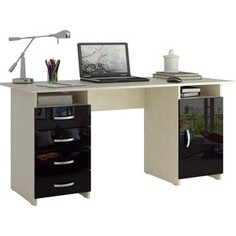 Стол письменный Мастер Милан-7 глянец (дуб молочный-чёрный) МСТ-СДМ-07-МЧ-ГЛ