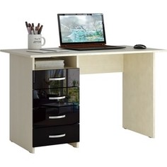 Стол письменный Мастер Милан левый/правый глянец (дуб молочный-чёрный) МСТ-СДМ-00-МЧ-ГЛ