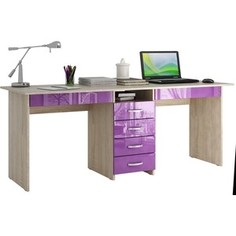 Стол письменный Мастер Тандем-2Я глянец (дуб сонома-фиолетовый) МСТ-СДТ-2Я-СФ-ГЛ