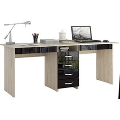 Стол письменный Мастер Тандем-2Я глянец (дуб сонома-чёрный) МСТ-СДТ-2Я-СЧ-ГЛ