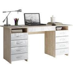 Стол письменный Мастер Милан-10Я глянец (дуб сонома-белый) МСТ-СДМ-1Я-СБ-ГЛ