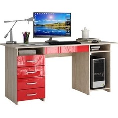 Стол письменный Мастер Милан-6Я глянец (дуб сонома-красный) МСТ-СДМ-6Я-СР-ГЛ