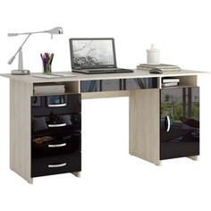 Стол письменный Мастер Милан-7Я глянец (дуб сонома-чёрный) МСТ-СДМ-7Я-СЧ-ГЛ