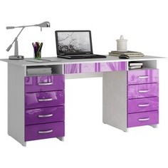Стол письменный Мастер Милан-10Я глянец (белый-фиолетовый) МСТ-СДМ-1Я-БФ-ГЛ