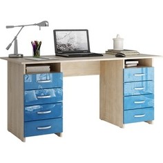 Стол письменный Мастер Милан-10 глянец (дуб сонома-синий) МСТ-СДМ-10-СИ-ГЛ