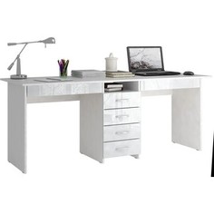 Стол письменный Мастер Тандем-2Я глянец (белый-белый) МСТ-СДТ-2Я-ББ-ГЛ