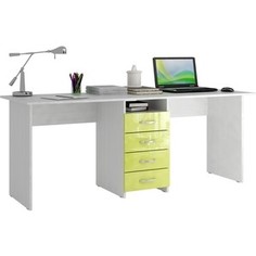 Стол письменный Мастер Тандем-2 глянец (белый-лайм) МСТ-СДТ-02-БЛ-ГЛ