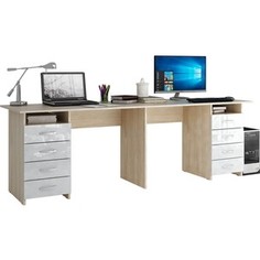 Стол письменный Мастер Тандем-3 глянец (дуб сонома-белый) МСТ-СДТ-03-СБ-ГЛ