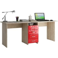 Стол письменный Мастер Тандем-2 глянец (дуб сонома-красный) МСТ-СДТ-02-СР-ГЛ