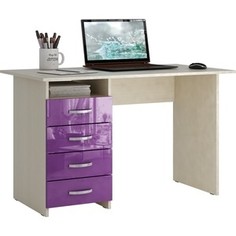 Стол письменный Мастер Милан левый/правый глянец (дуб молочный-фиолетовый) МСТ-СДМ-00-МФ-ГЛ