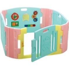 Детский манеж Edu Play с игровой панелью бирюза/лимон/розовый (BR-7317 PCT)